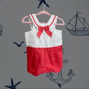 Janie and Jack white/coral sailor romper NWT